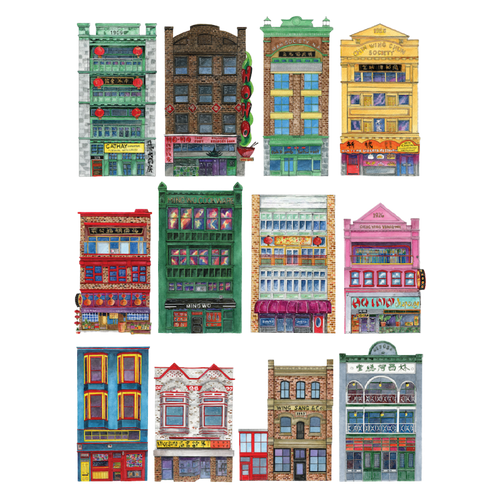 Chinatown Heritage Buildings Print