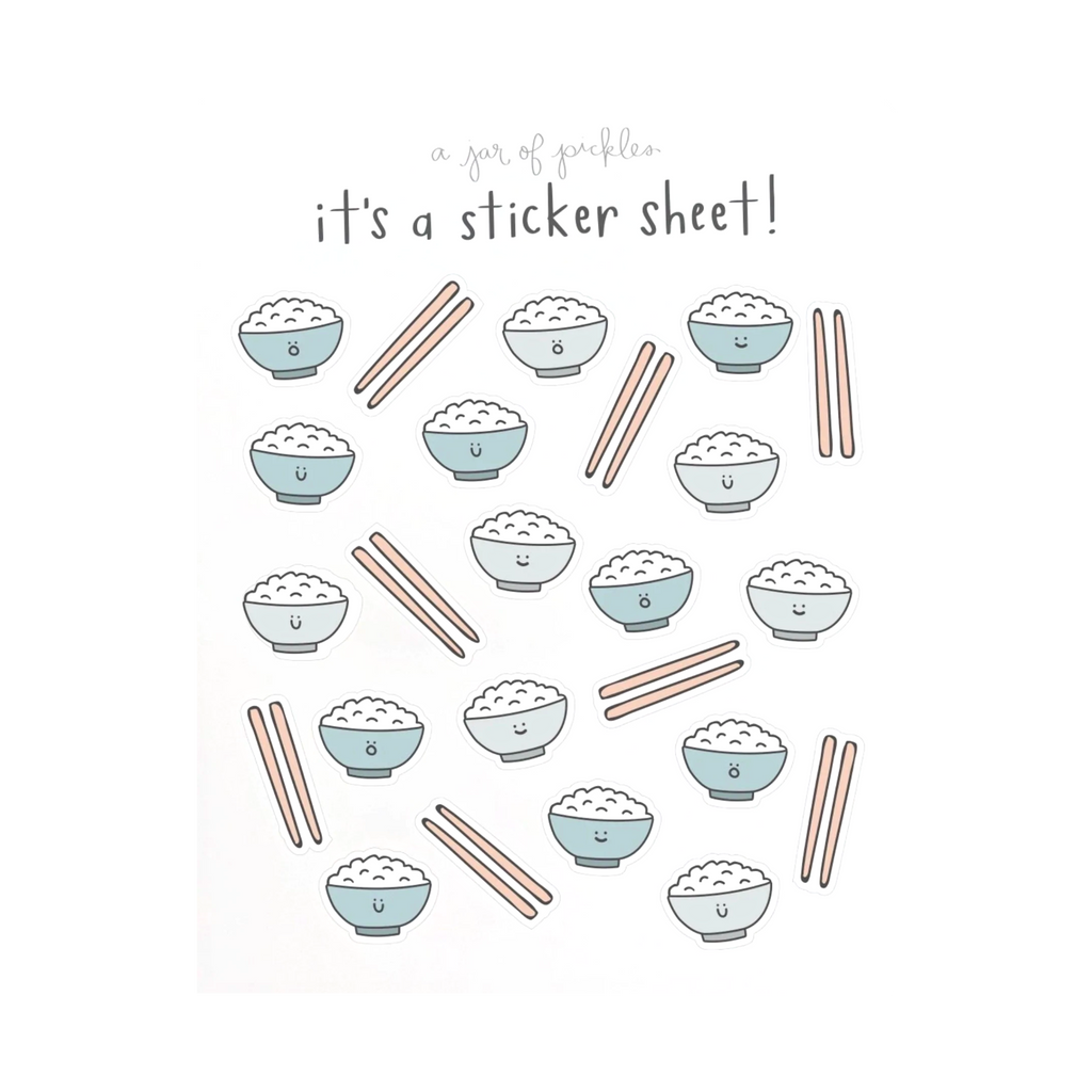 Mini Rice Clear Sticker Sheet – A Jar of Pickles