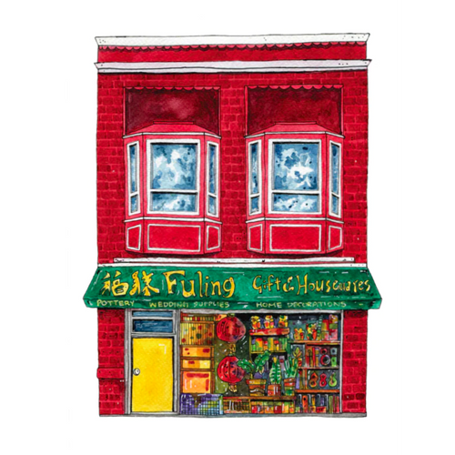 Chinatown Vancouver Illustrations Single Cards